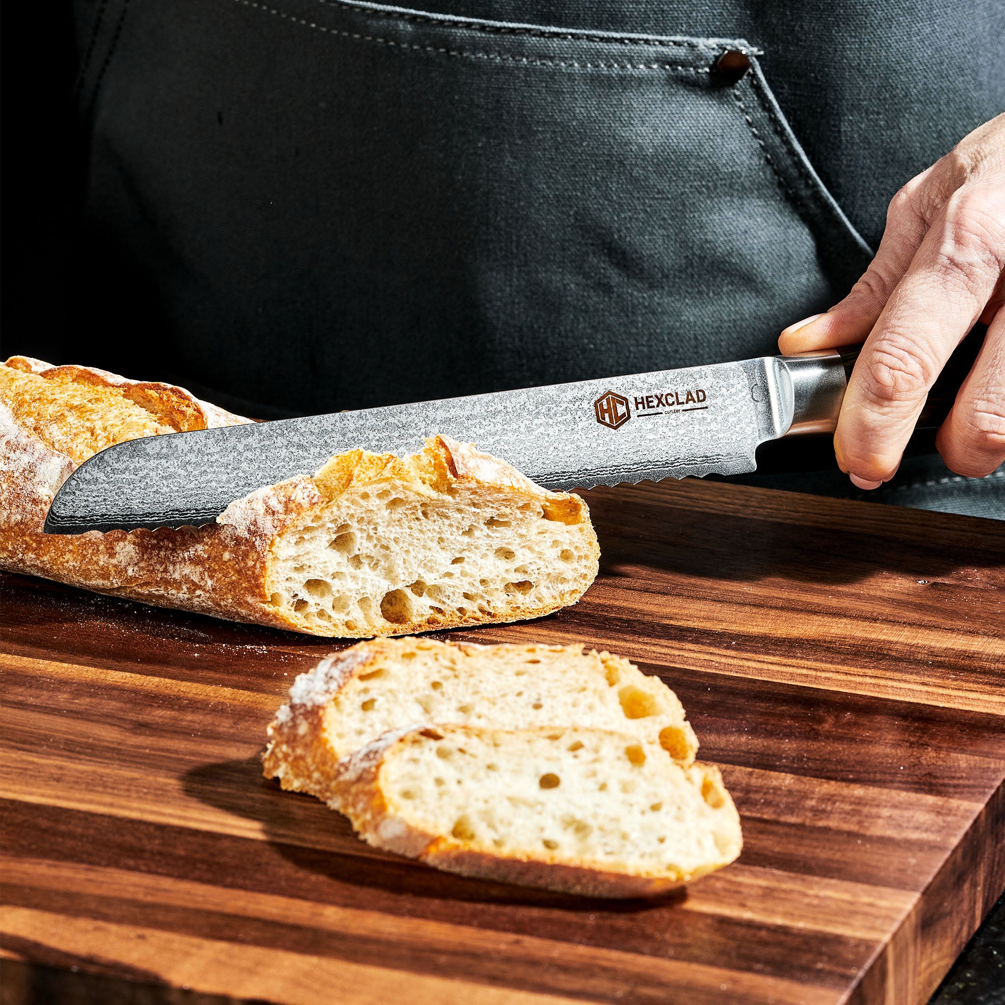 Damascus Steel Serrated Bread Knife. 8 (Green) - Image 4