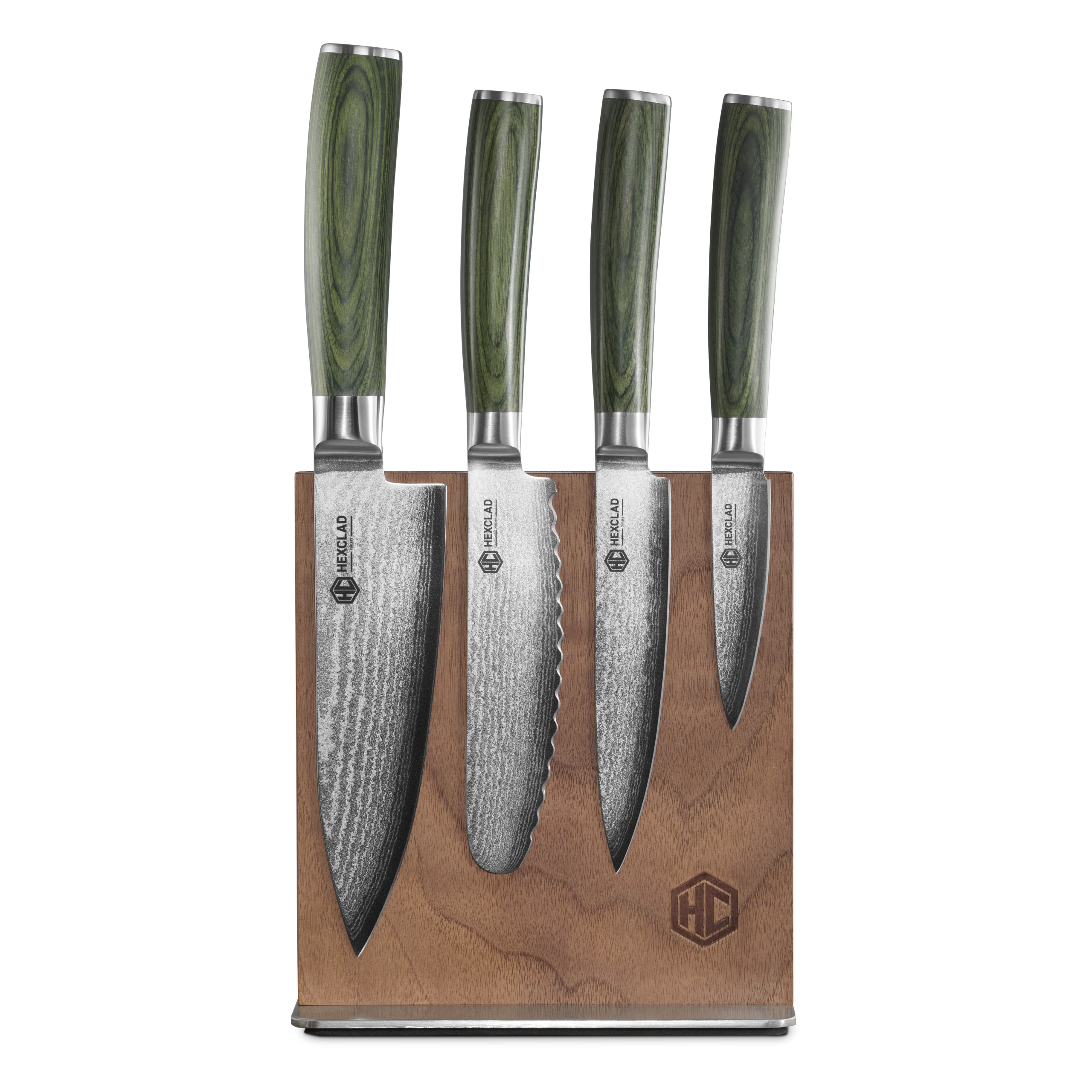 Damascus Steel Studio Knife Set. 5-pc (Green) - Image 2